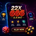 22X 666 Game feature image showing a mobile-friendly gaming interface with bold logo, smartphone display, and modern digital entertainment design