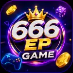 Colorful 666EP Game feature image showing bold ‘666 EP GAME’ text with a golden crown on top, surrounded by neon purple and gold effects, gaming icons, and a dark glowing digital background