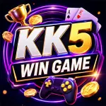 KK5 Win Game feature image with casino-style design, cards, coins, and neon theme