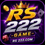 RS 222 Game feature image with gold RS logo, silver 222 text, crown, dice, coin, and neon purple gaming background